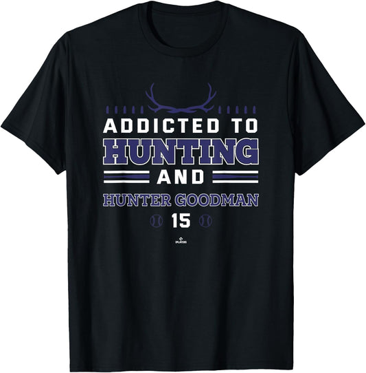 Addicted to Deer Hunting & Hunter Goodman Colorado Baseball T-Shirt - T-Shirt | Black