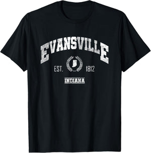 Evansville IN | Indiana | Vintage Throwback T-Shirt - T-Shirt | Black