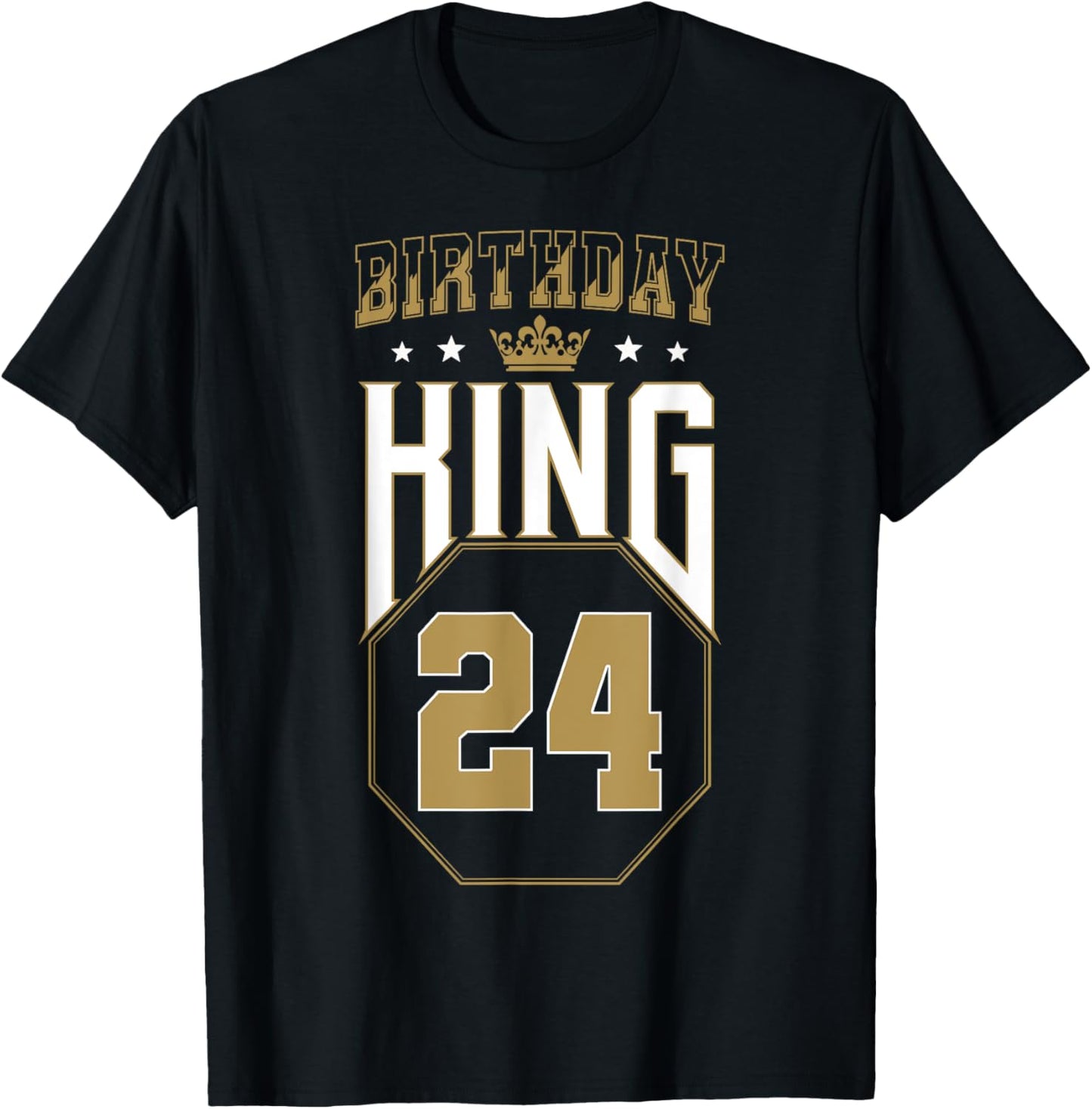 Birthday King 24th Birthday Crown 24 Years Bday T-Shirt - T-Shirt | Black
