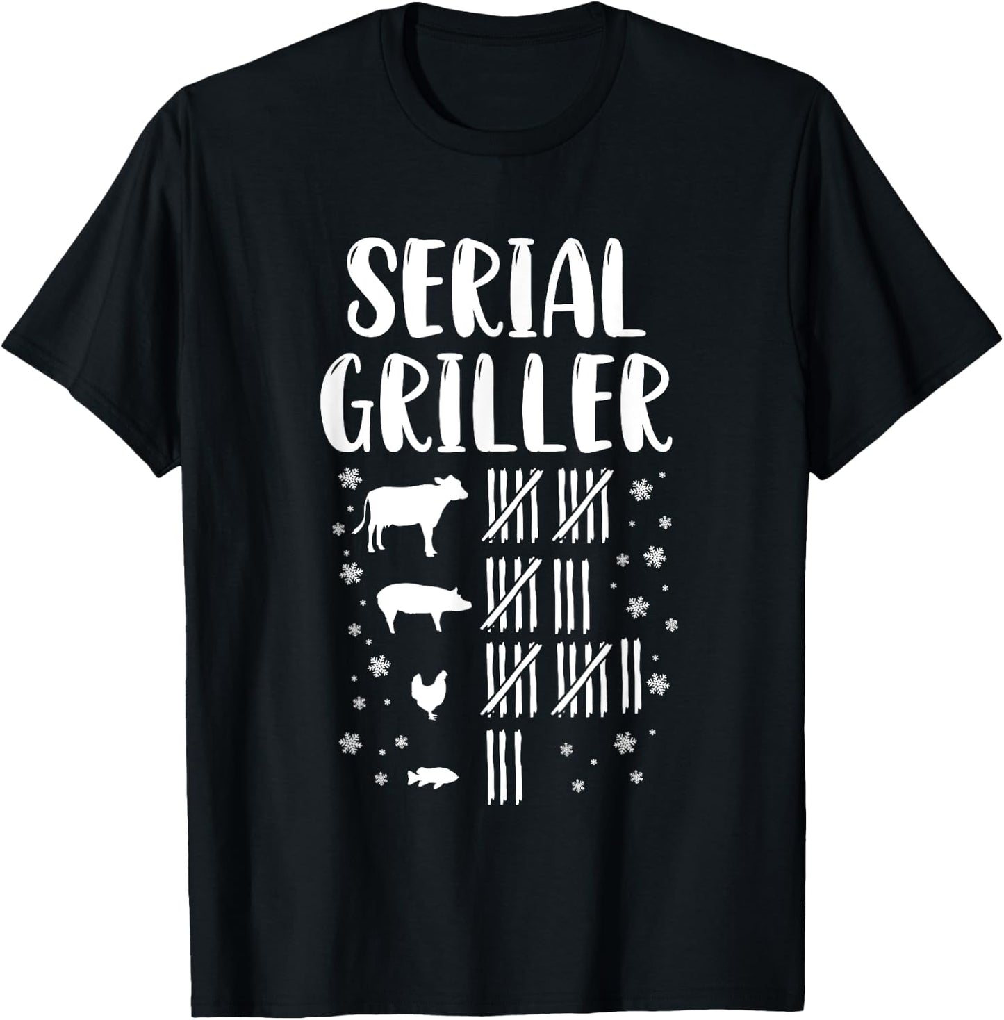 Serial Griller Christmas Pajama Funny BBQ Smoker Grill Chef T-Shirt - T-Shirt | Black