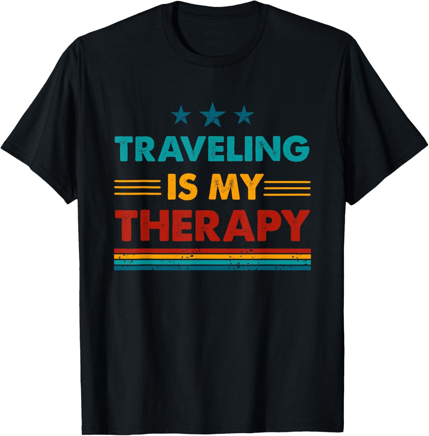 Traveling Is My Therapy Funny Traveling T-Shirt - T-Shirt | Black