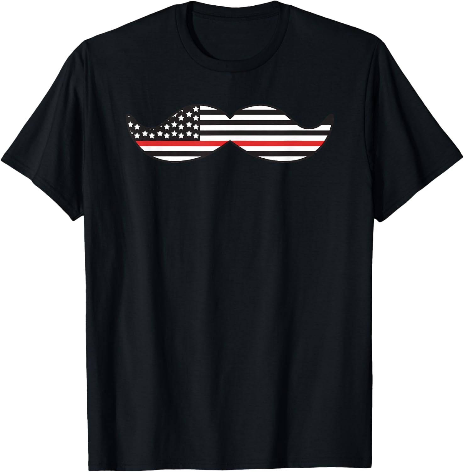 Thin Red Line Mustache Firefighters T-Shirt - T-Shirt | Black