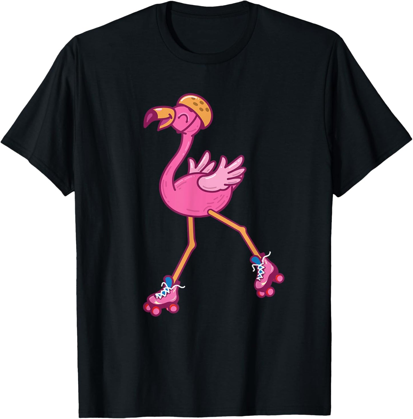 Skater Flamingo - Cute Flamingo Lover Roller Skating T-Shirt - T-Shirt | Black