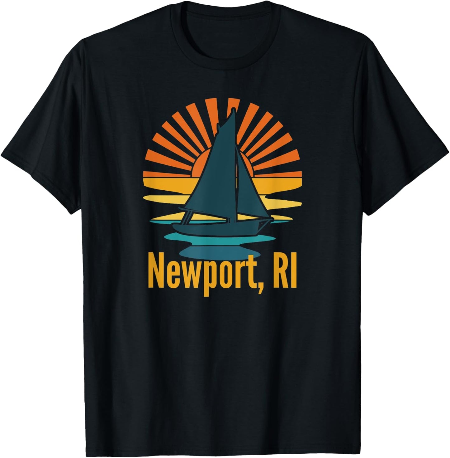 Newport Rhode Island RI Vintage Sailboat T-Shirt - T-Shirt | Black