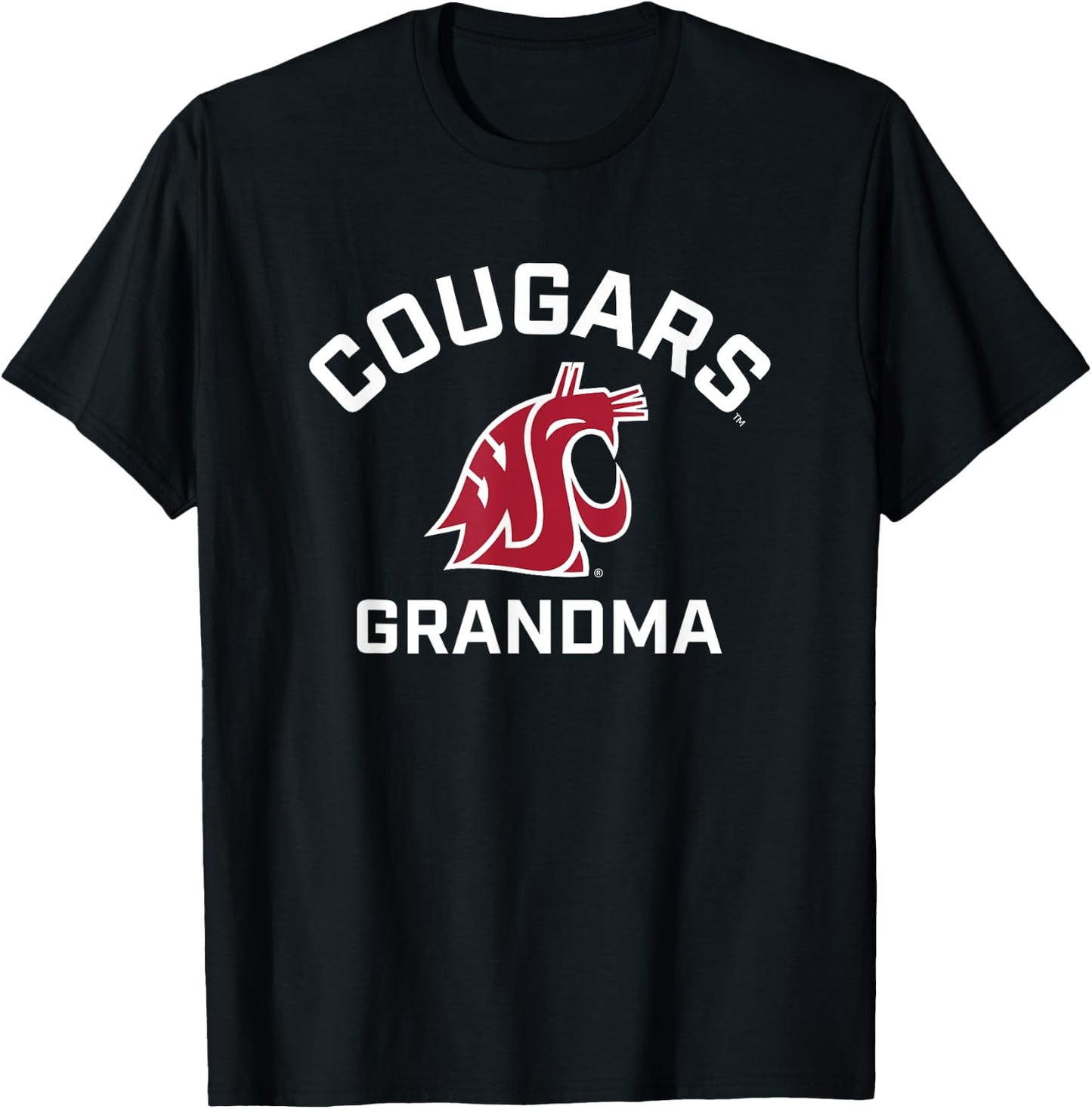 Washington State University Cougars Arched Grandma T-Shirt - T-Shirt | Black