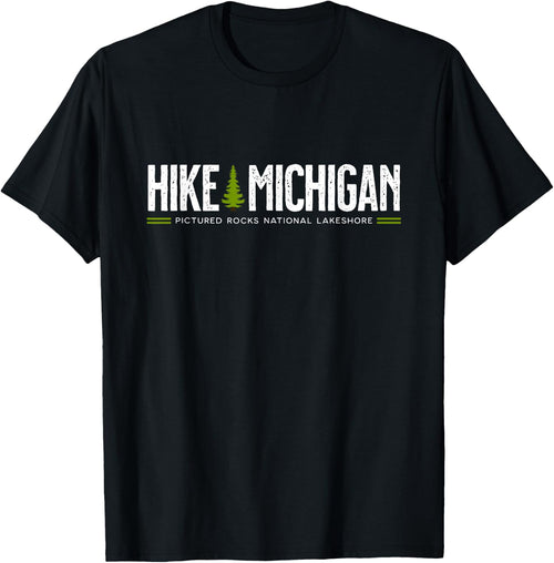 Michigan Pictured Rocks Lakeshore Hike Tree Retro Graphic