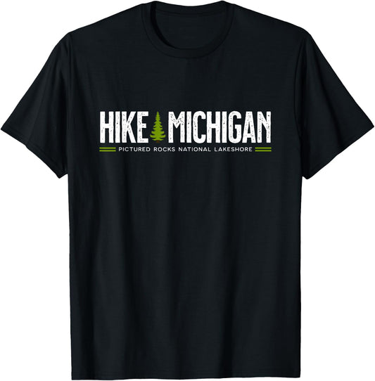 Michigan Pictured Rocks Lakeshore Hike Tree Retro Graphic T-Shirt - T-Shirt | Black