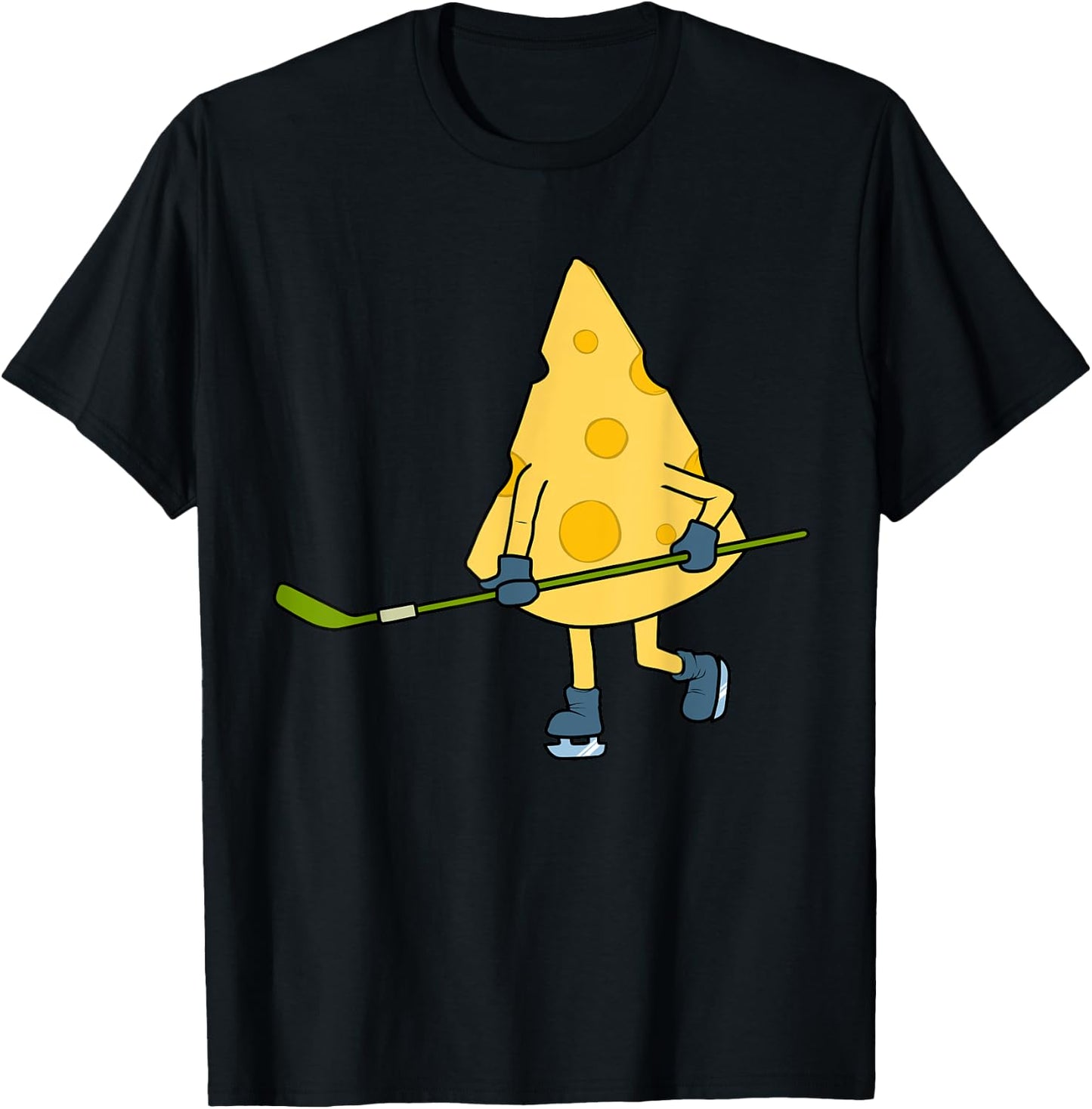 Hockey Player Cute Cheese Hobby Sports T-Shirt - T-Shirt | Black