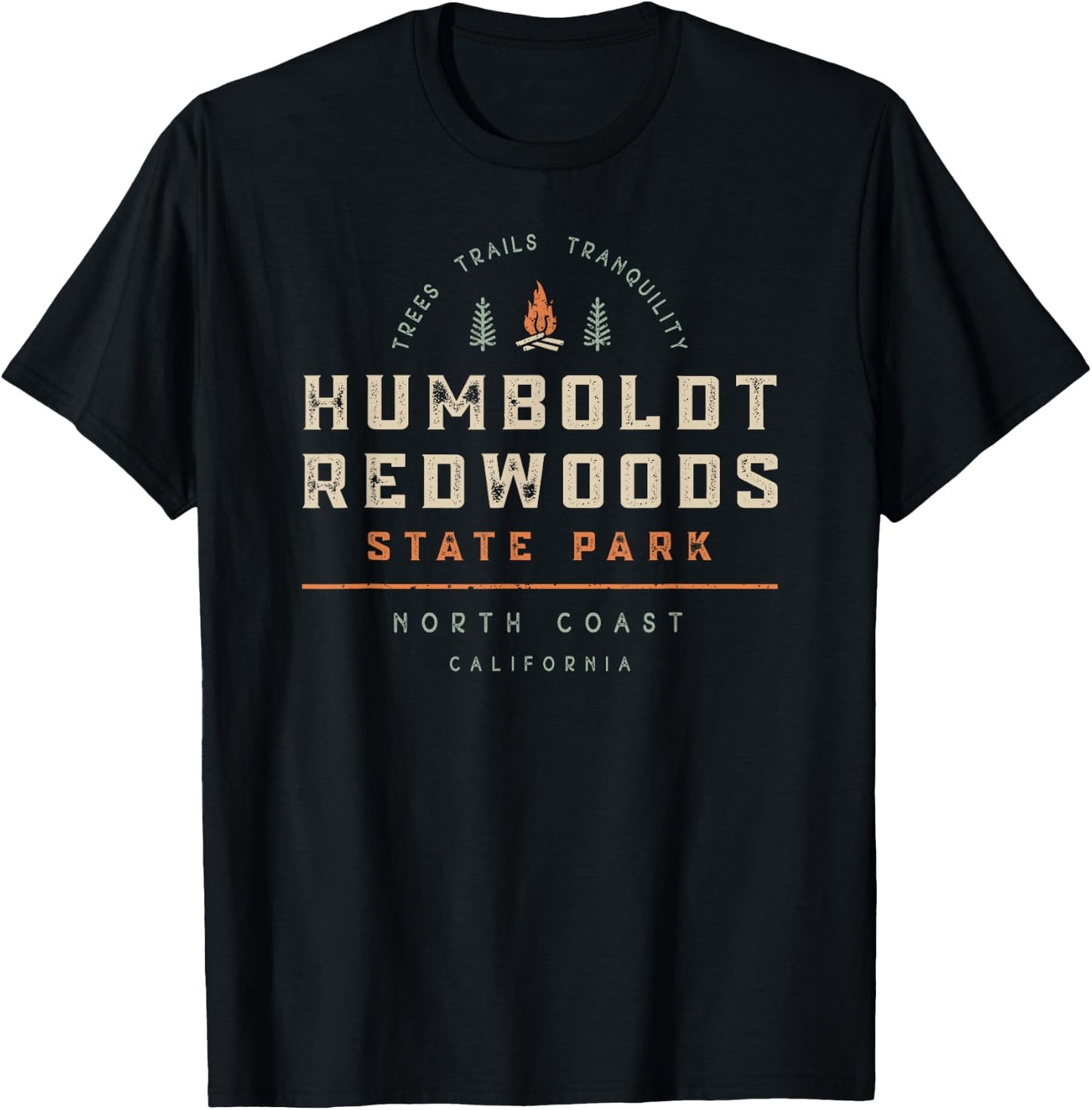 Humboldt Redwoods State Park California Retro Vintage T-Shirt - T-Shirt | Black