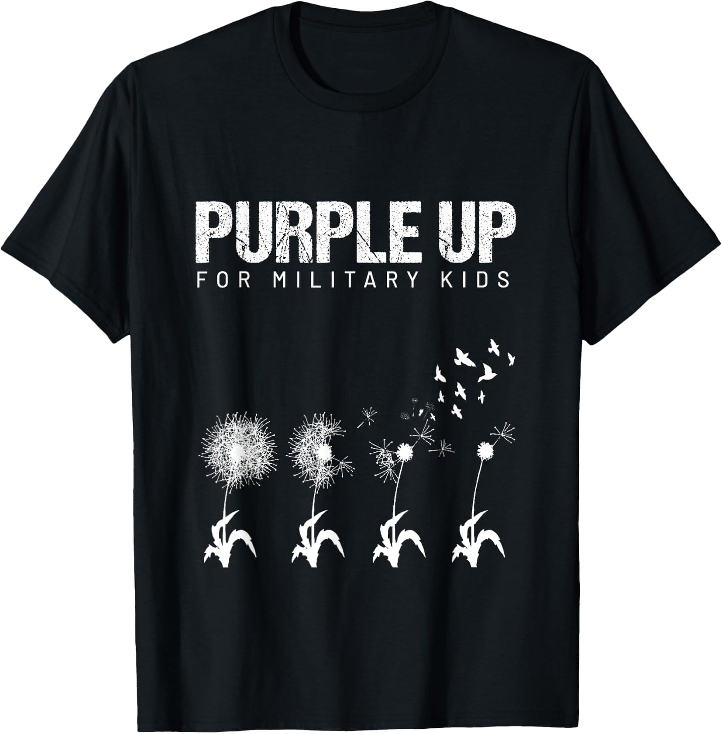 I Purple Up For Military Kids shirt Military Child Dandelion T-Shirt - T-Shirt | Black