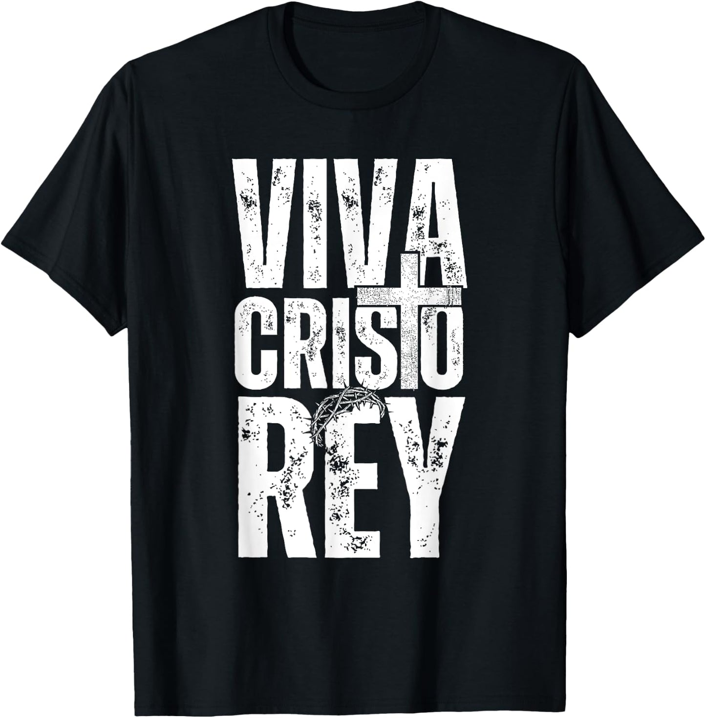 Viva Cristo Rey, Epic Christian Spanish Emblem T-Shirt - T-Shirt | Black
