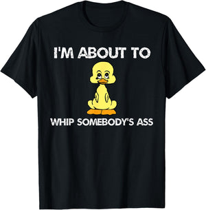 Cute Duck About To Whip Somebody's Ass Funny Cartoon T-Shirt - T-Shirt | Black