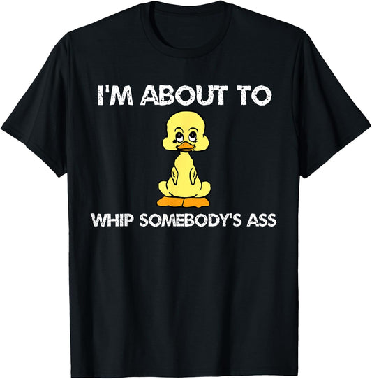 Cute Duck About To Whip Somebody's Ass Funny Cartoon T-Shirt - T-Shirt | Black