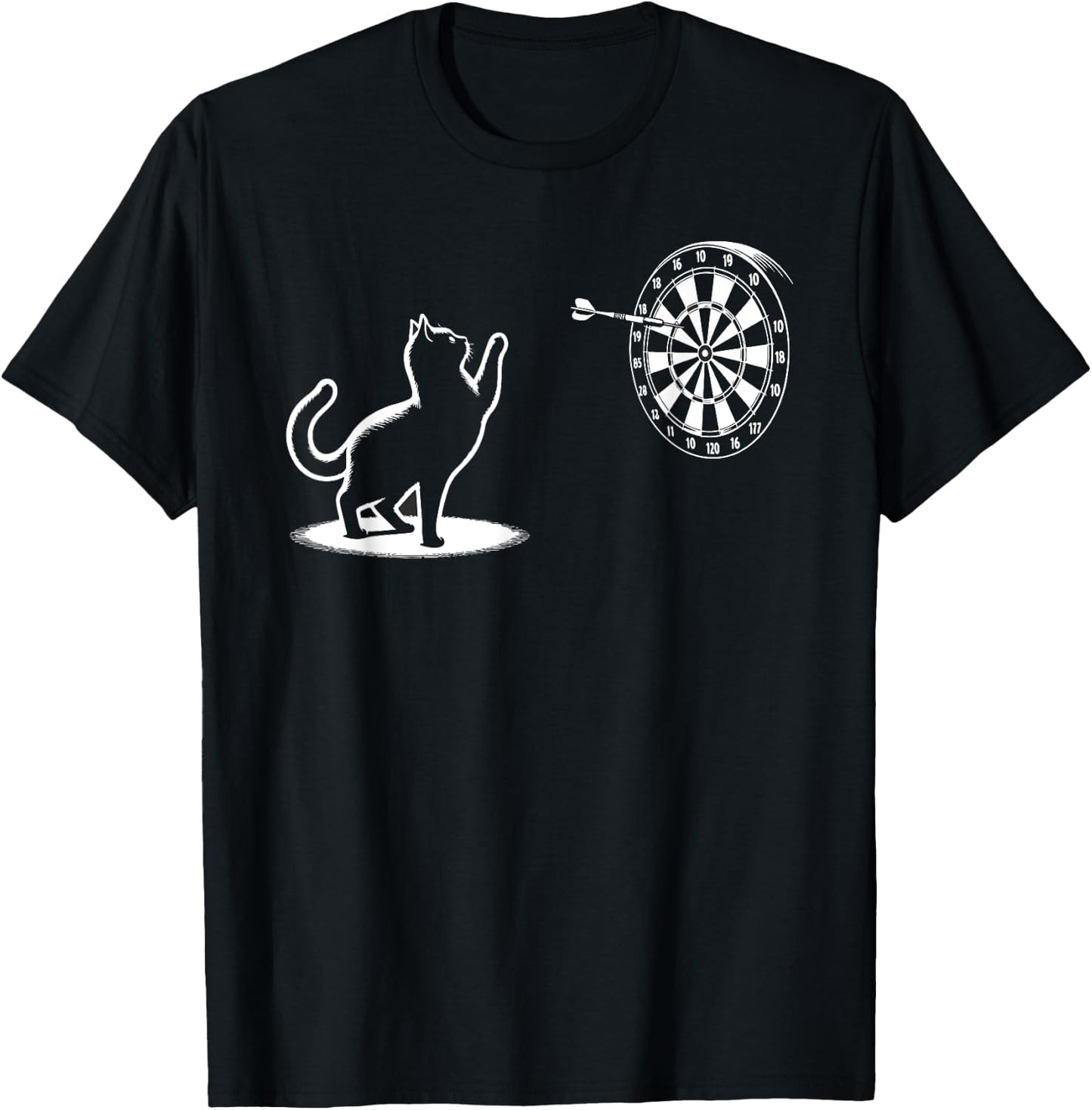 Cat Playing Darts Funny Cats Lover Kitten Dart Player T-Shirt - T-Shirt | Black