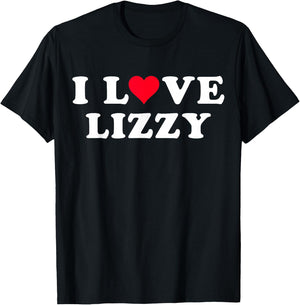 I Love Lizzy Matching Girlfriend & Boyfriend Lizzy Name T-Shirt - T-Shirt | Black