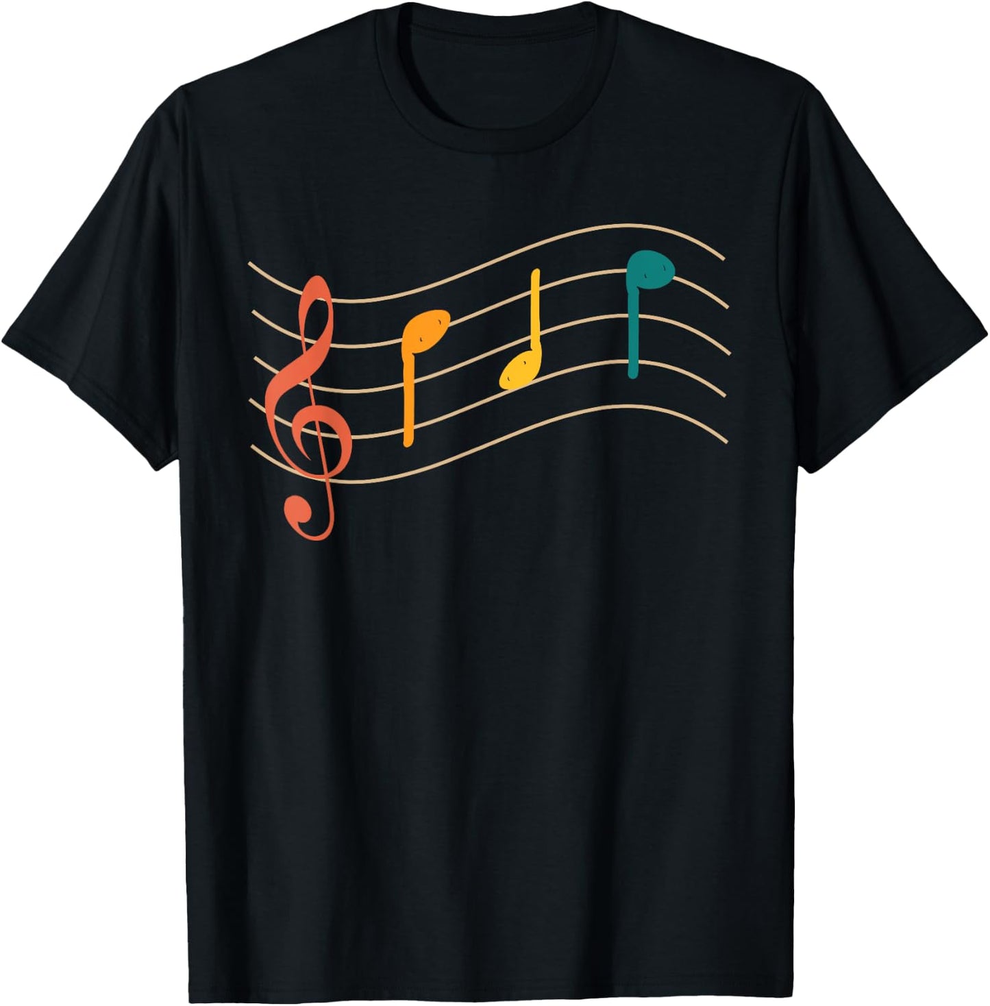 musical notes DAD musician Dad text in treble clef T-Shirt - T-Shirt | Black