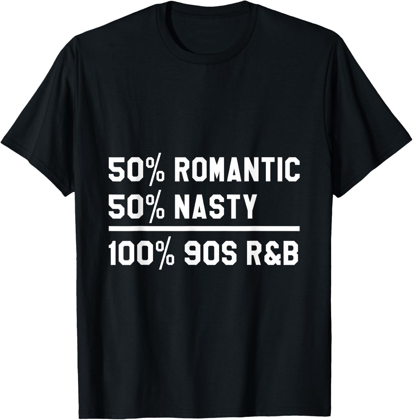 90's RnB Music 50% Romantic 50% Nasty 100% 90s R & B T-Shirt - T-Shirt | Black