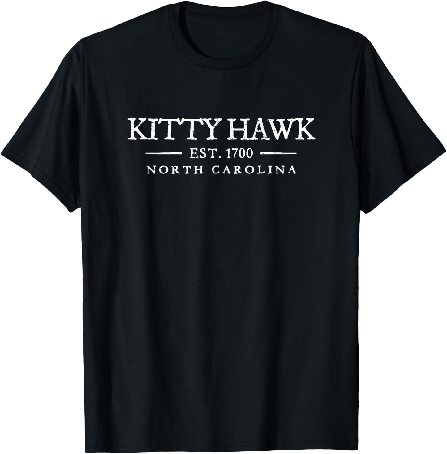 Kitty Hawk North Carolina Vintage Letter Text T-Shirt - T-Shirt | Black