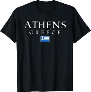 Athens Greece Flag Vacation Athens Souvenir Greek T-Shirt - T-Shirt | Black