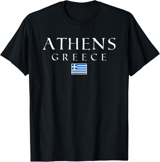 Athens Greece Flag Vacation Athens Souvenir Greek T-Shirt - T-Shirt | Black