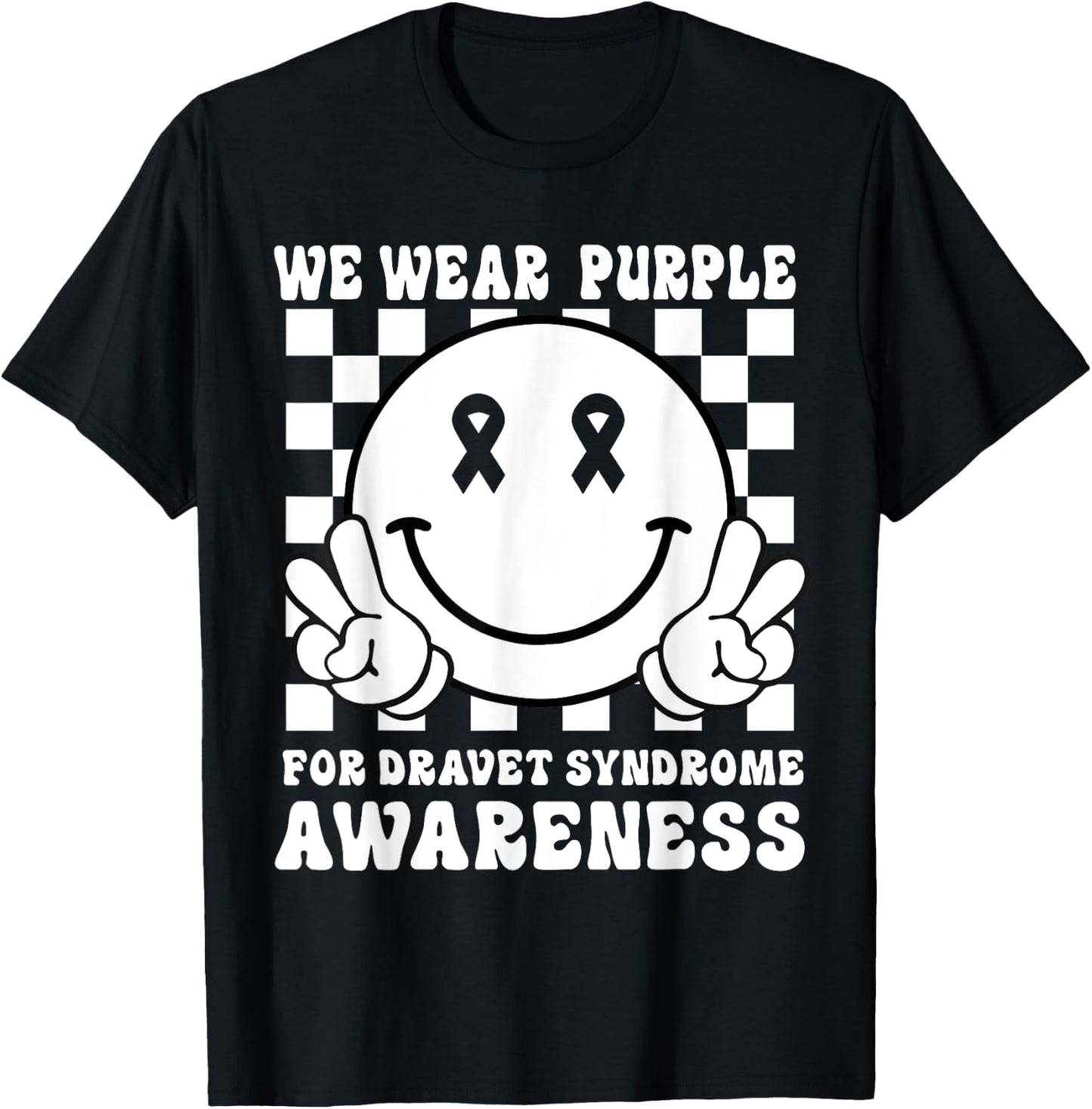 In June We Wear Purple Smile Face Dravet Syndrome Awareness T-Shirt - T-Shirt | Black
