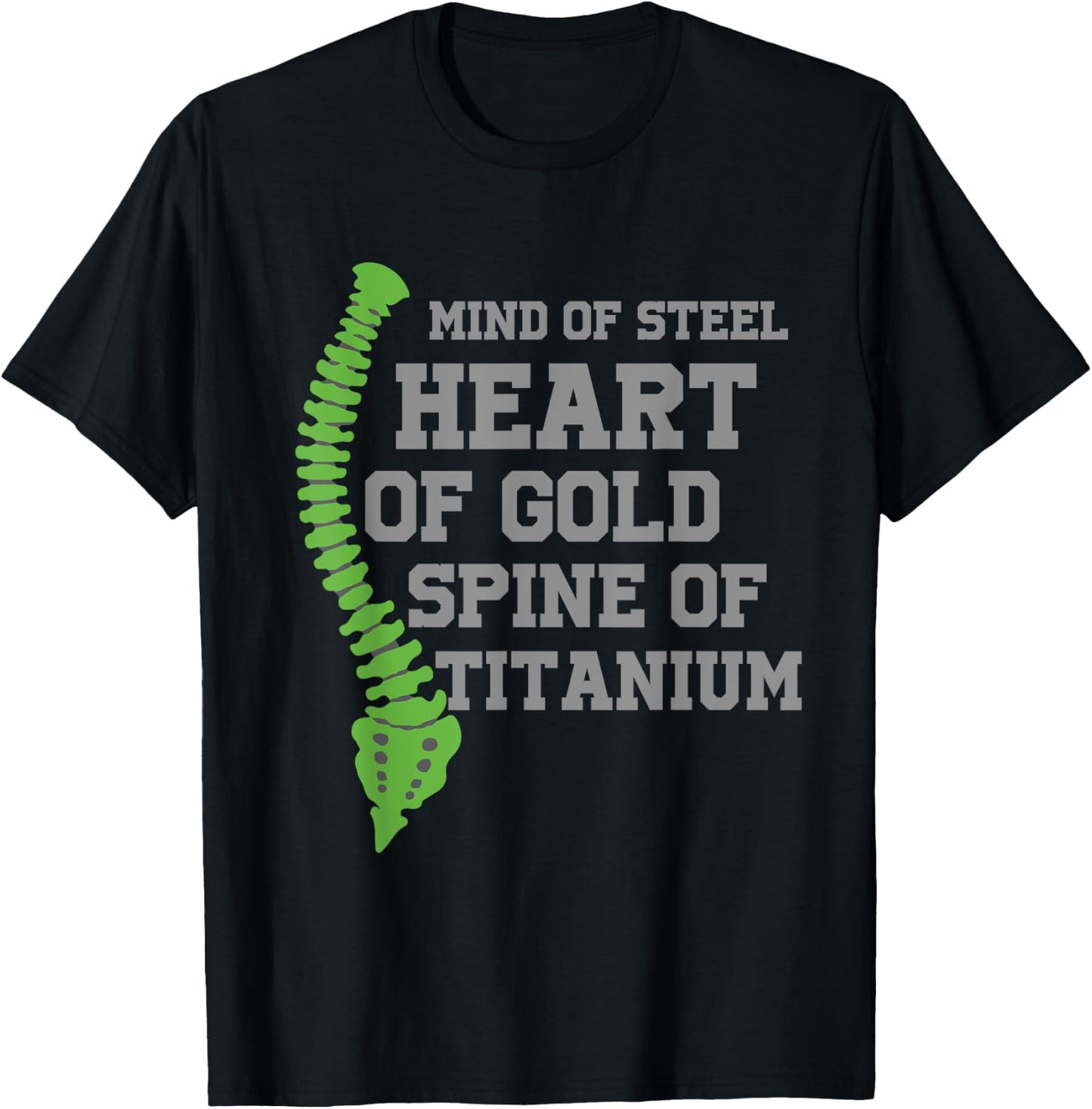 Heart Of Gold Spine Of Titanium Scoliosis Warrior T-Shirt - T-Shirt | Black