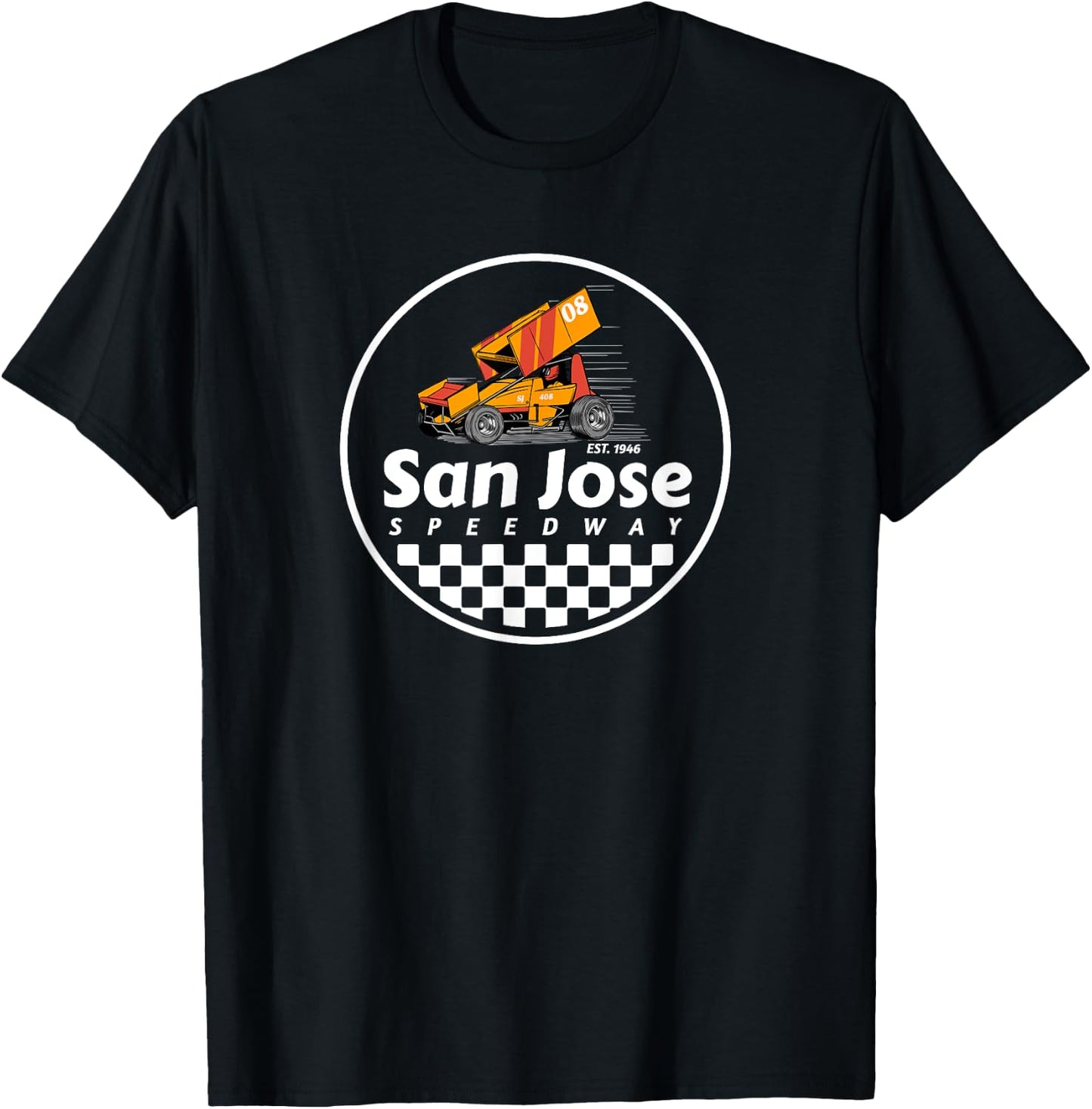San Jose Speedway Checkered Design T-Shirt - T-Shirt | Black