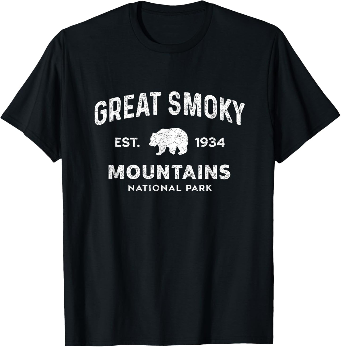 Retro National Park Hiking Great Smoky Mountains T-Shirt - T-Shirt | Black
