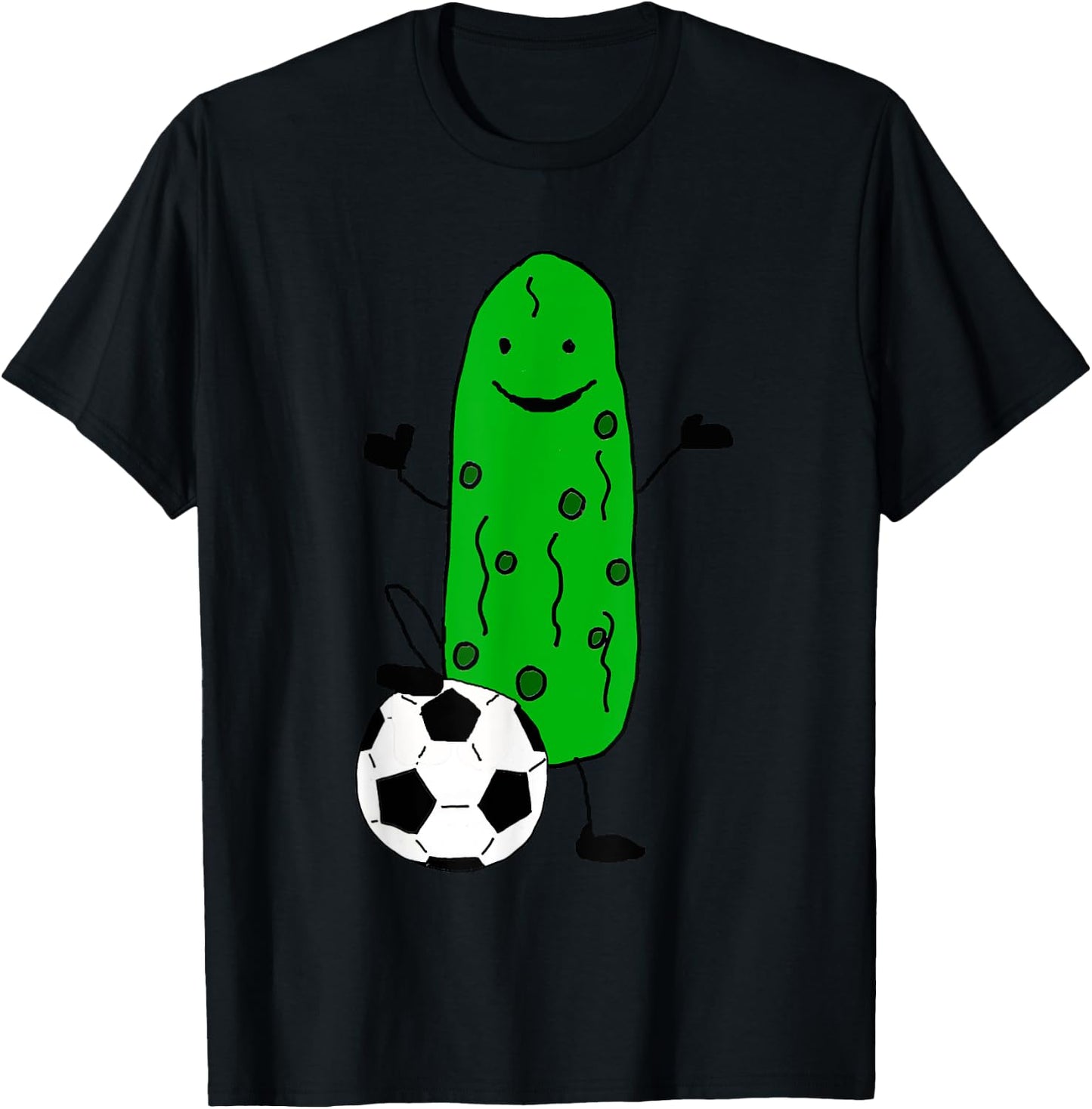 Smilealottees Funny Dill Pickle Playing Soccer T-Shirt - T-Shirt | Black