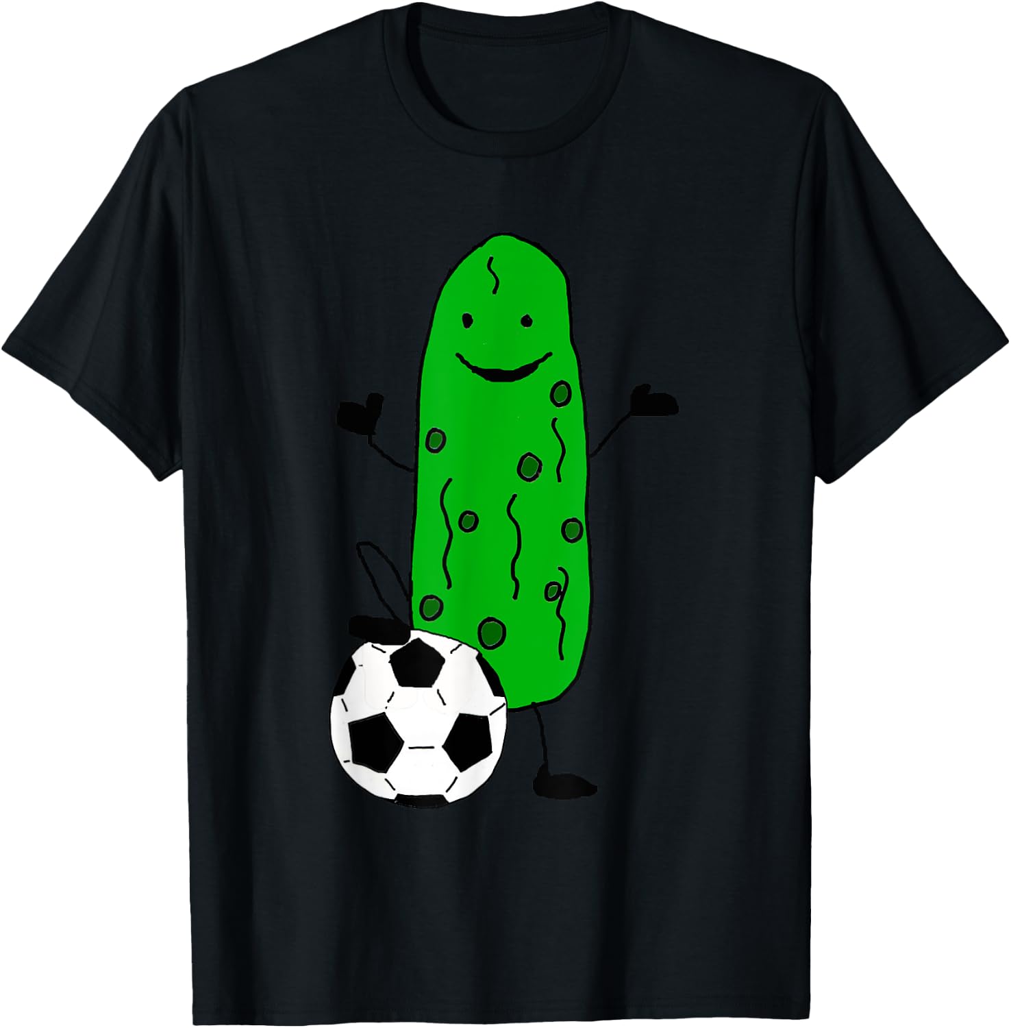 Smilealottees Funny Dill Pickle Playing Soccer T-Shirt - T-Shirt | Black