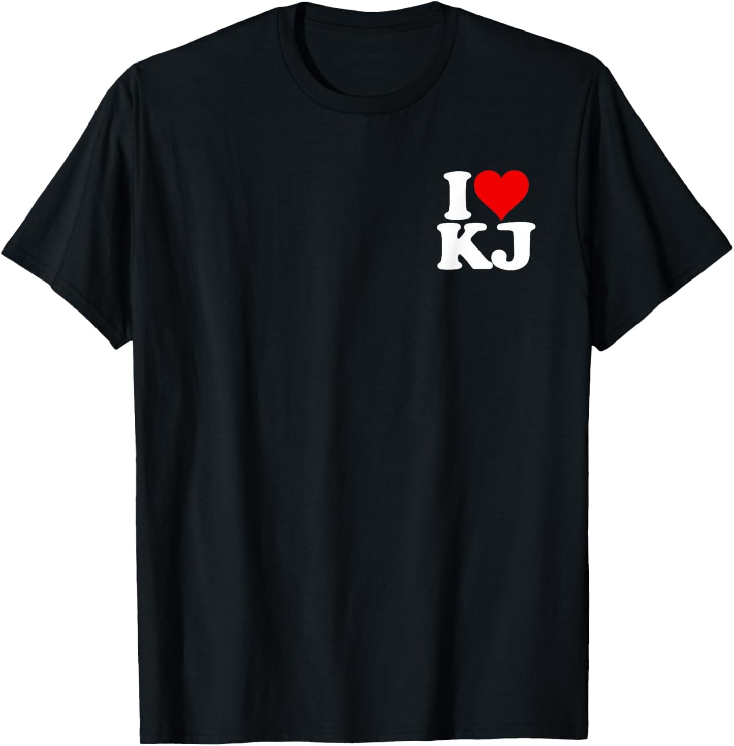 I Love Heart Kj K J Initials Name Nickname on a T-Shirt - T-Shirt | Black