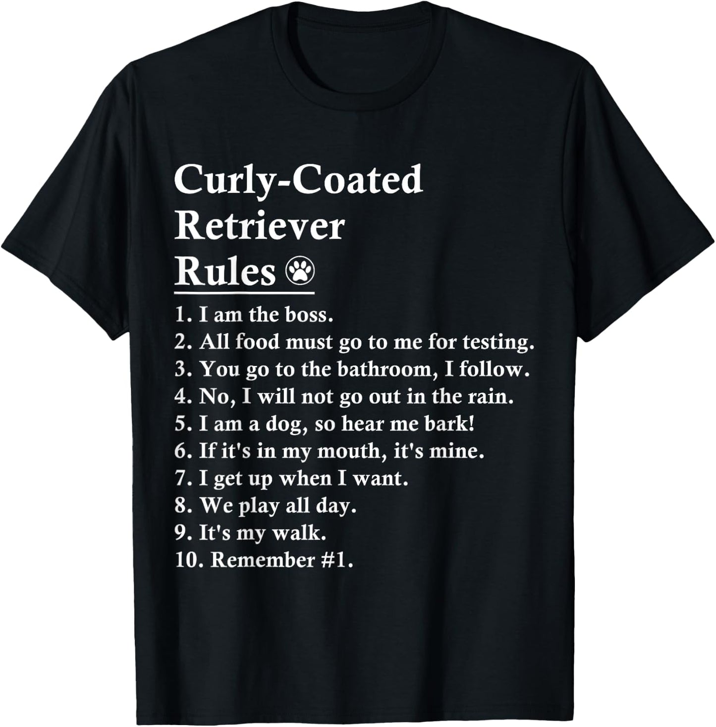Funny Curly-coated Retriever Dog Rules Curly Women Kids T-Shirt - T-Shirt | Black