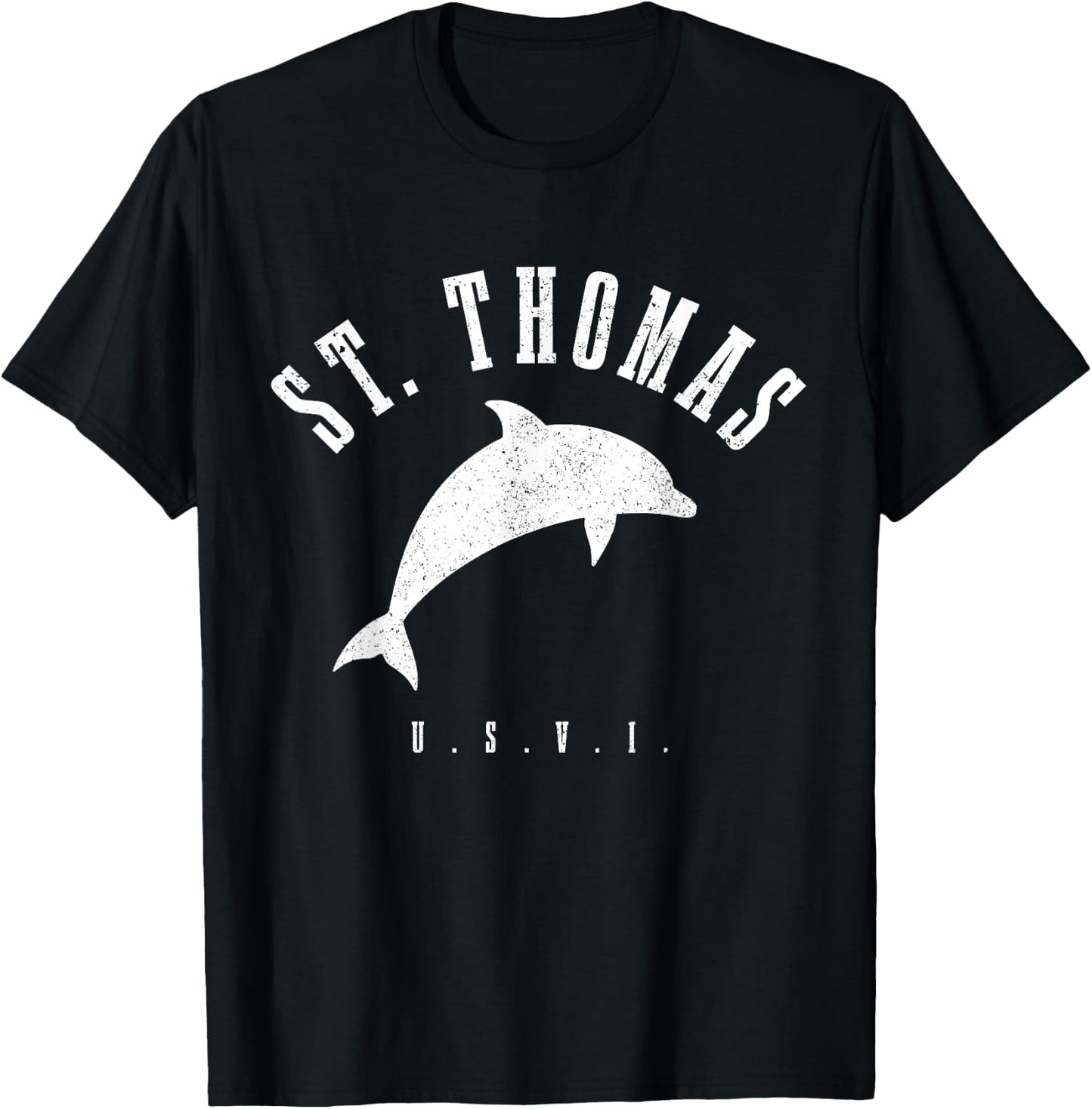 St. Thomas US Virgin Islands Dolphin Vacation USVI Vintage T-Shirt - T-Shirt | Black