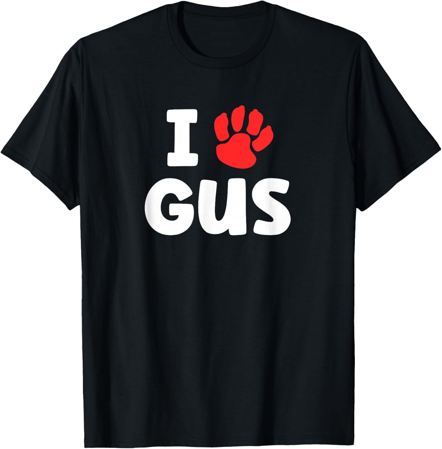 Dog Name Gus Paw Love Cute Pet Owner Puppy Named Gus T-Shirt - T-Shirt | Black