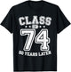 Class 74 50th High School Alumni 50 Yrs 1974 College Reunion T-Shirt - T-Shirt | Black