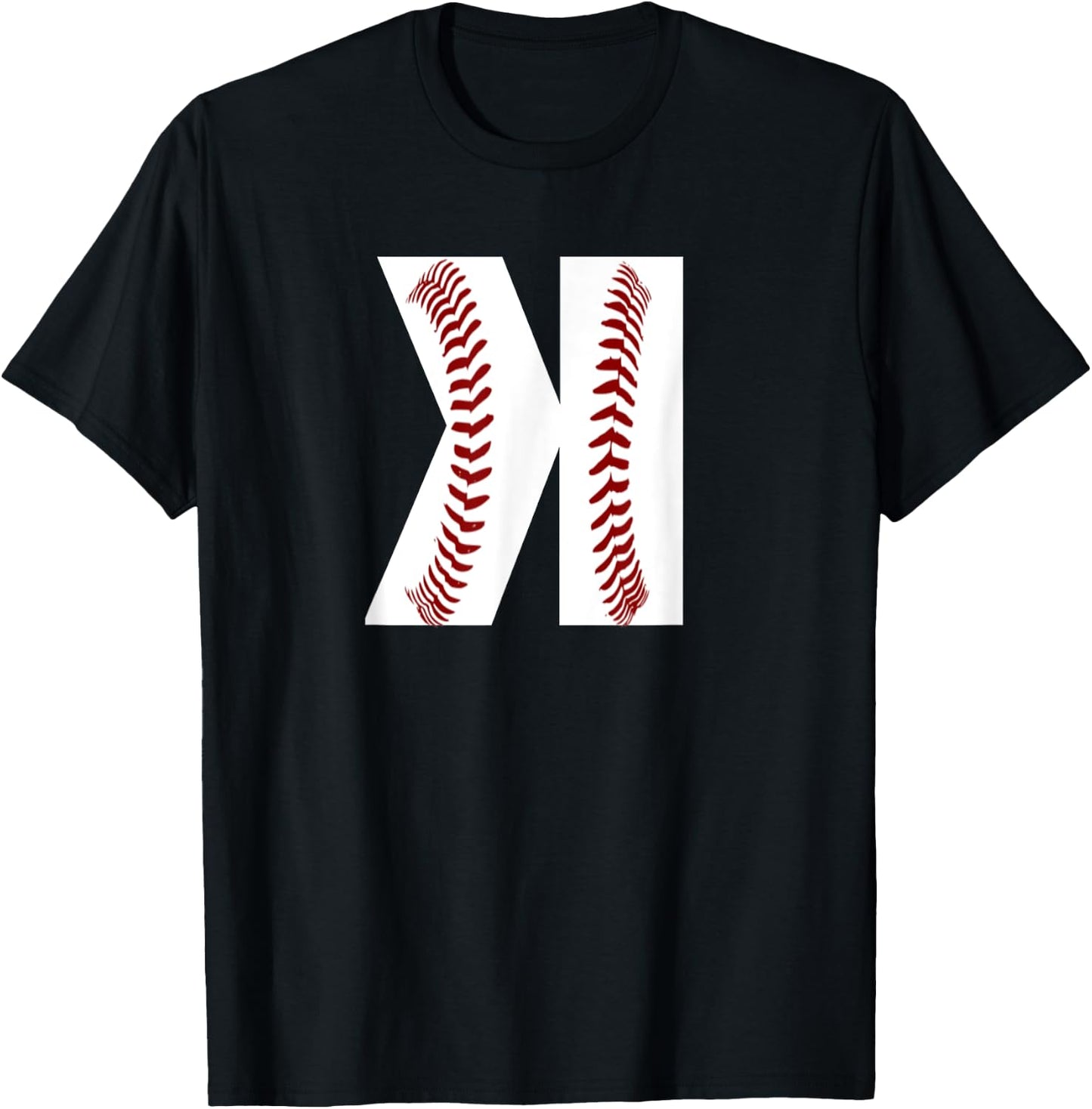 Boys Pitcher Backwards K Baseball Stitches Graphic Art Gift T-Shirt - T-Shirt | Black