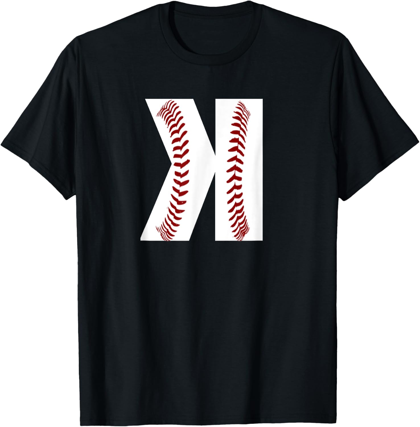 Boys Pitcher Backwards K Baseball Stitches Graphic Art Gift T-Shirt - T-Shirt | Black