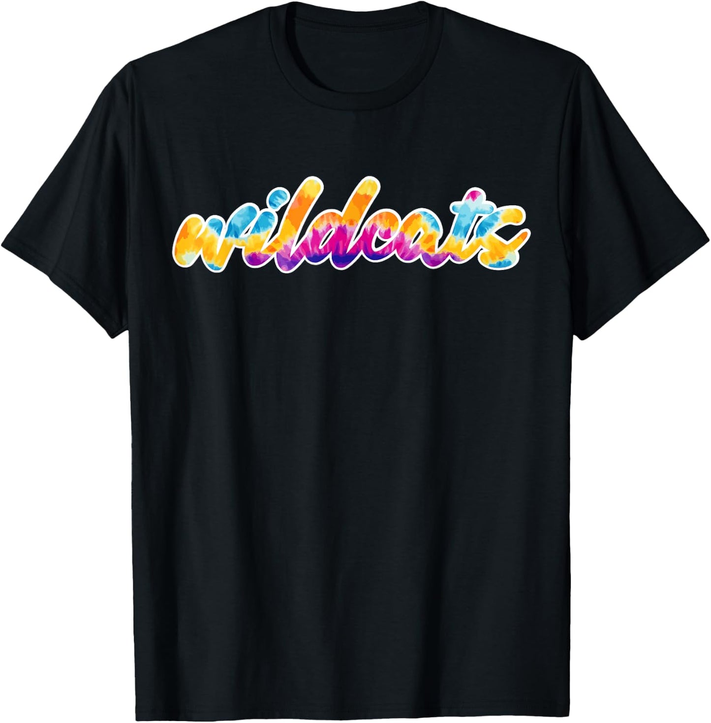 Wildcats Tie Dye School Spirit Wear Funky Vibe Style T-Shirt - T-Shirt | Black