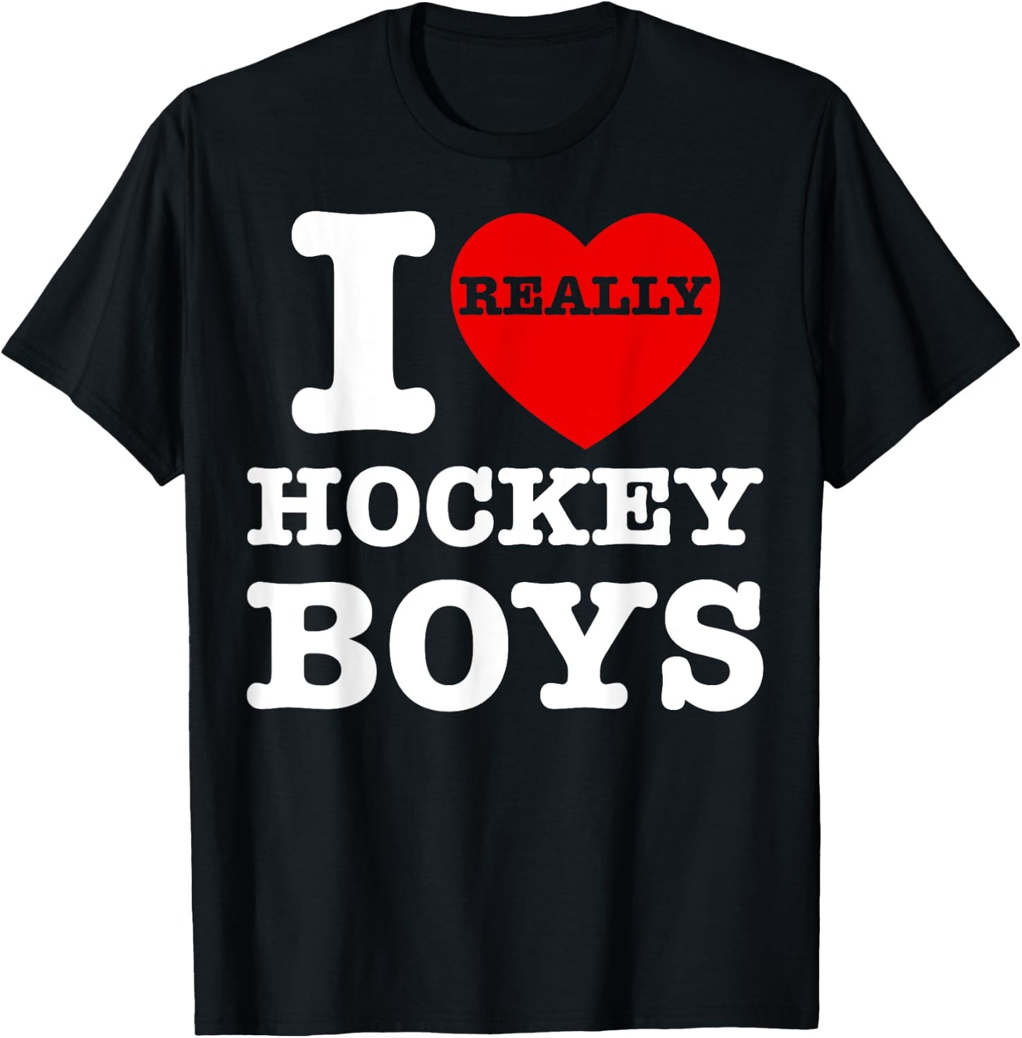 I Love Hockey Boys I Heart Hockey Boys Family Matching Funny T-Shirt - T-Shirt | Black