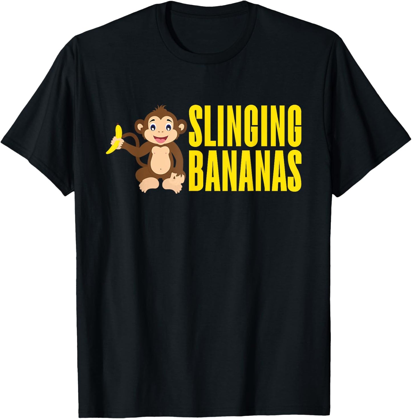 Slinging Bananas Monkey T-Shirt - T-Shirt | Black