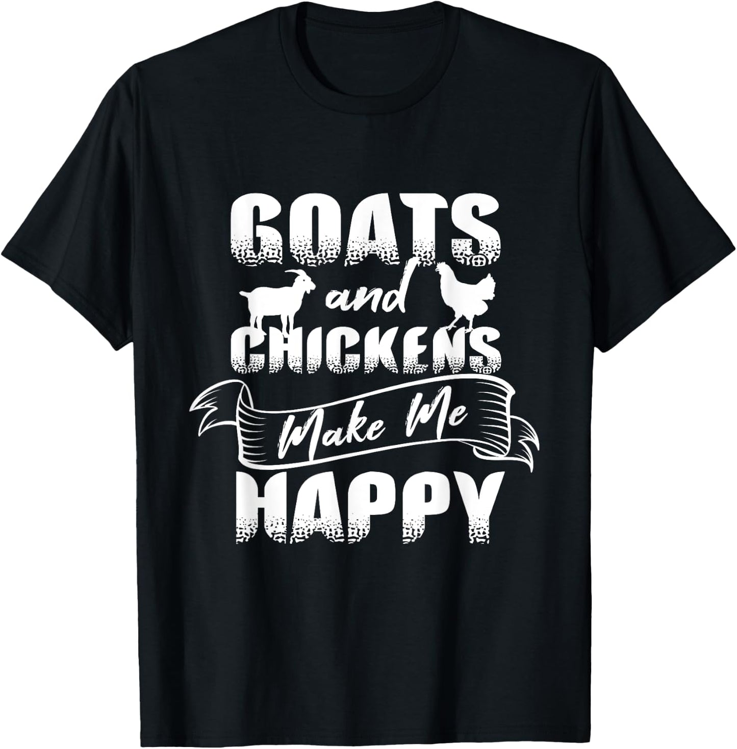 Goats Chickens Happy Funny Rancher Gift Humor Farmer Women T-Shirt - T-Shirt | Black