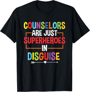 School Counselor Superheroes In Disguise School Counseling T-Shirt - T-Shirt | Black