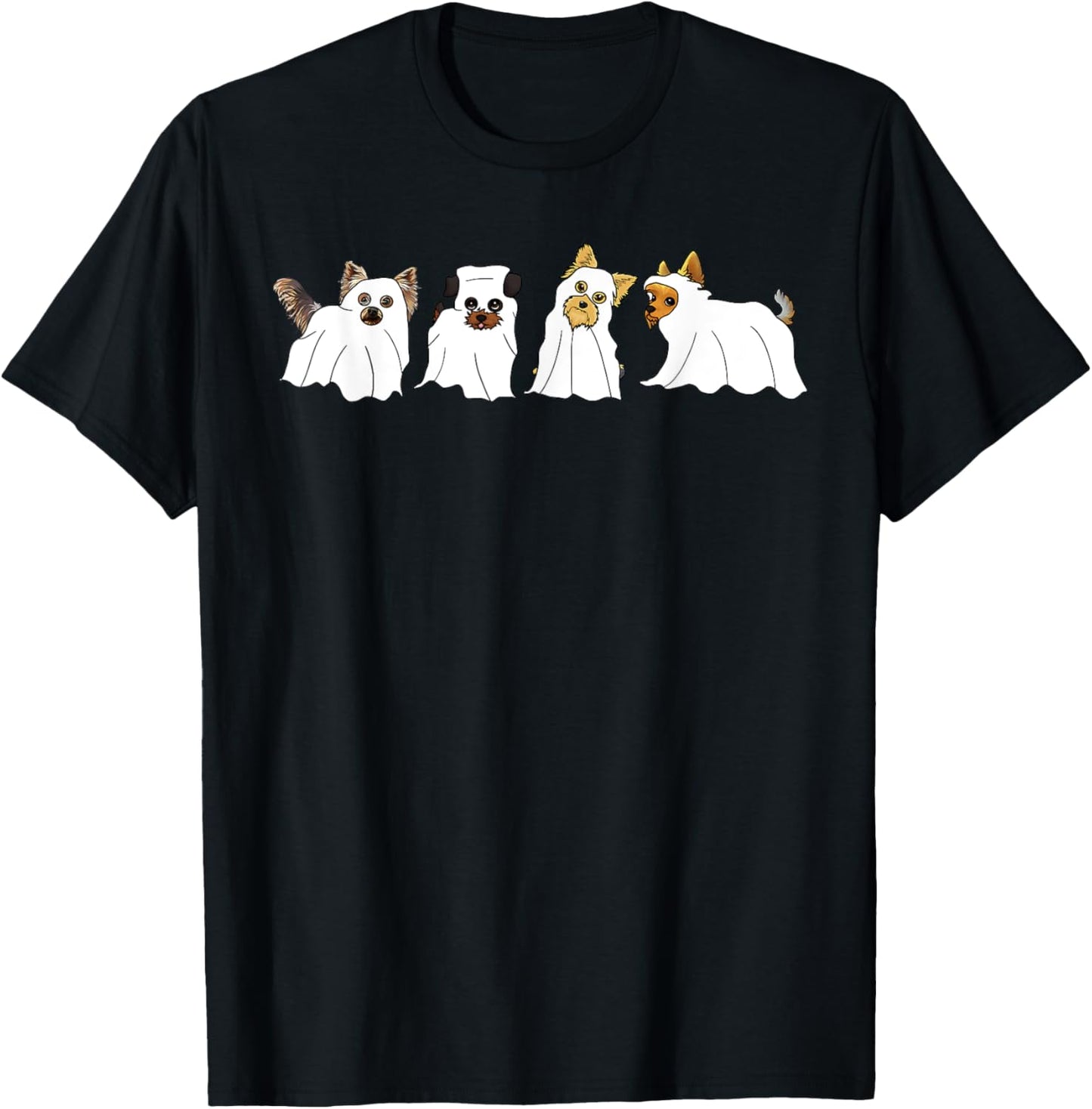 Funny Ghost Yorkshire Terrier Yorkie Dog Lover Halloween Day T-Shirt - T-Shirt | Black
