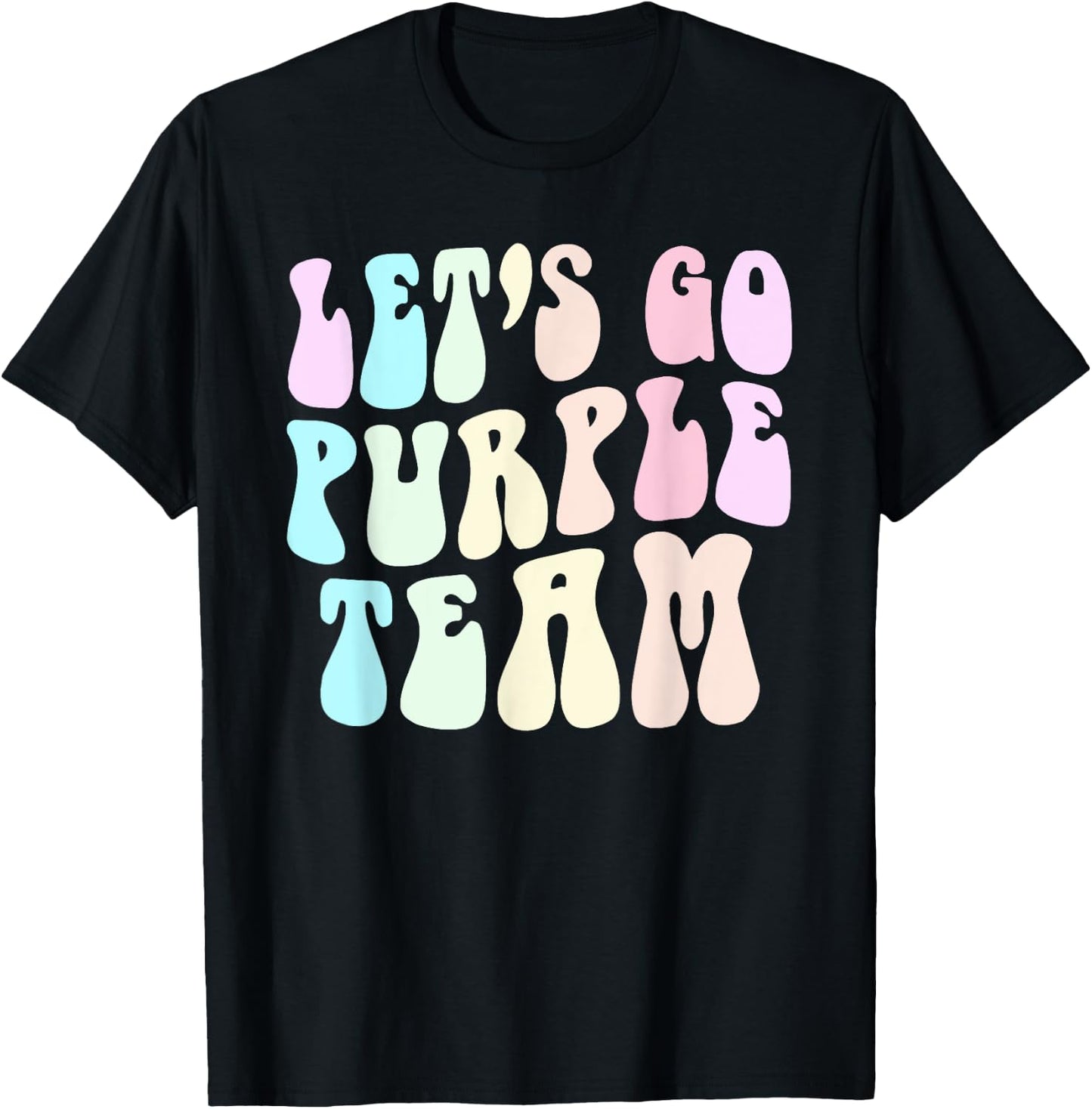 Retro LET'S GO PURPLE TEAM Summer Camp War Game Color Wavy Women Kids T-Shirt - T-Shirt | Black