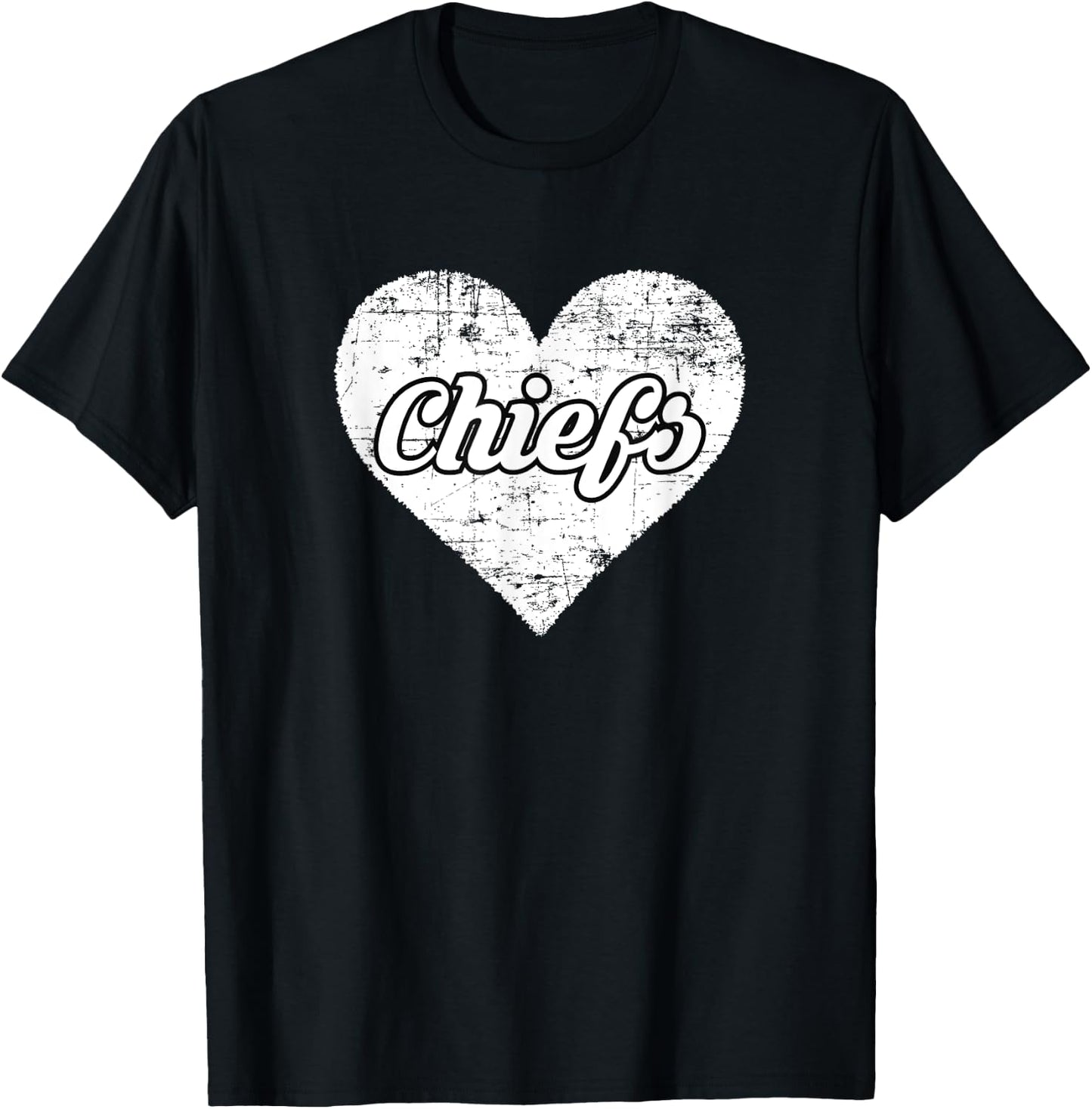 Chiefs Over Distressed Heart Huron T-Shirt - T-Shirt | Black