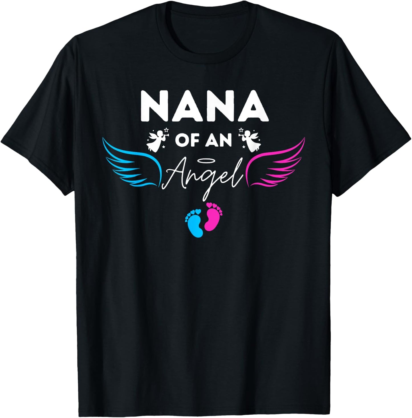 Nana Of An Angel Wings Baby Pregnancy Infant Loss October T-Shirt - T-Shirt | Black