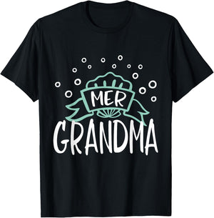 Mer Grandma Mermaid Matching Family T-Shirt - T-Shirt | Black