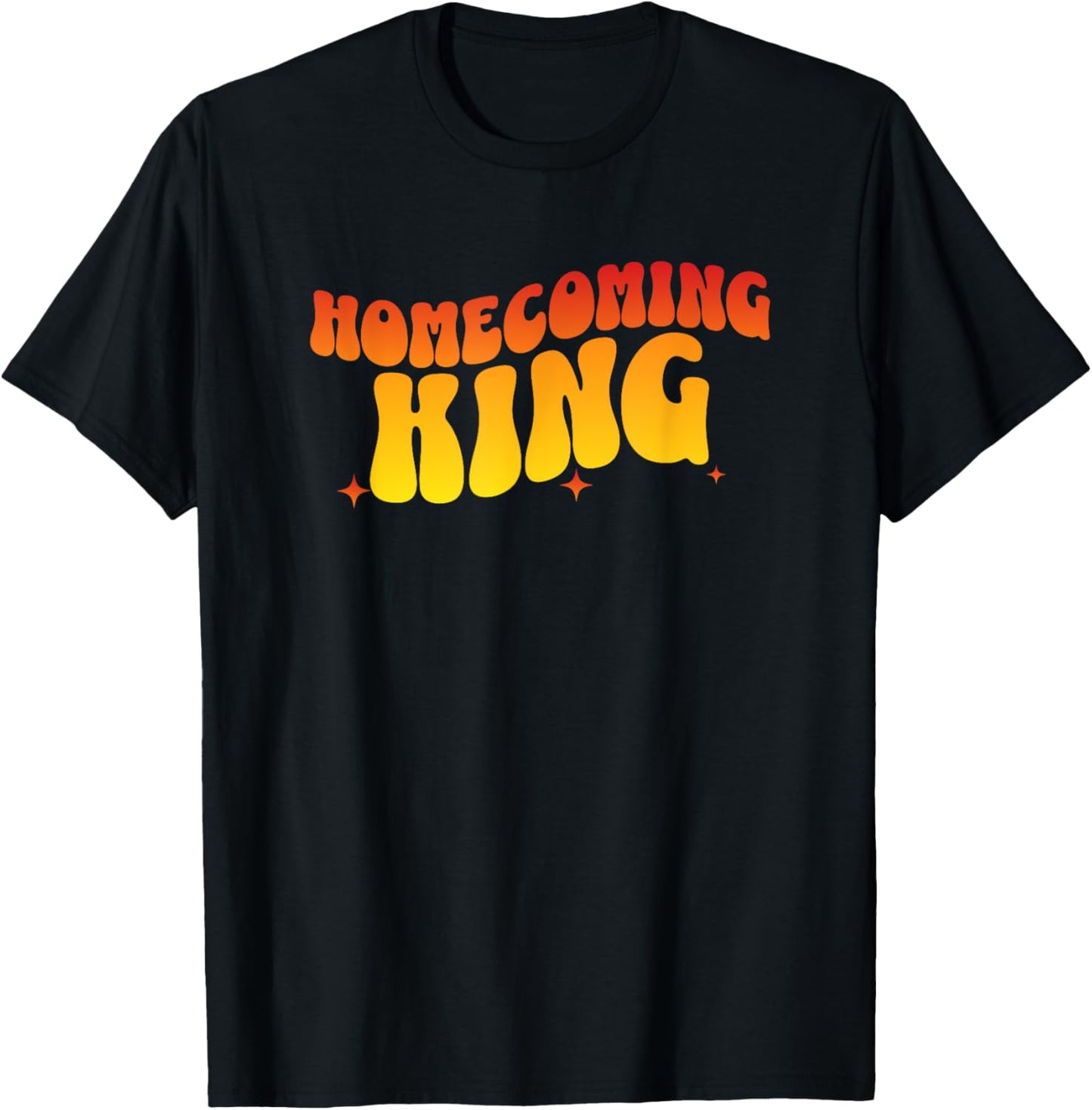 Matching Highschool Homecoming King Retro Wavy Text T-Shirt - T-Shirt | Black