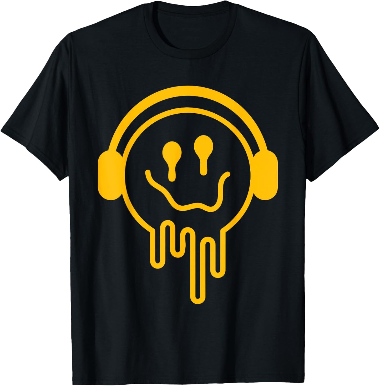 Melting Smile Funny Smiling Melted Dripping Happy Face Cute T-Shirt - T-Shirt | Black