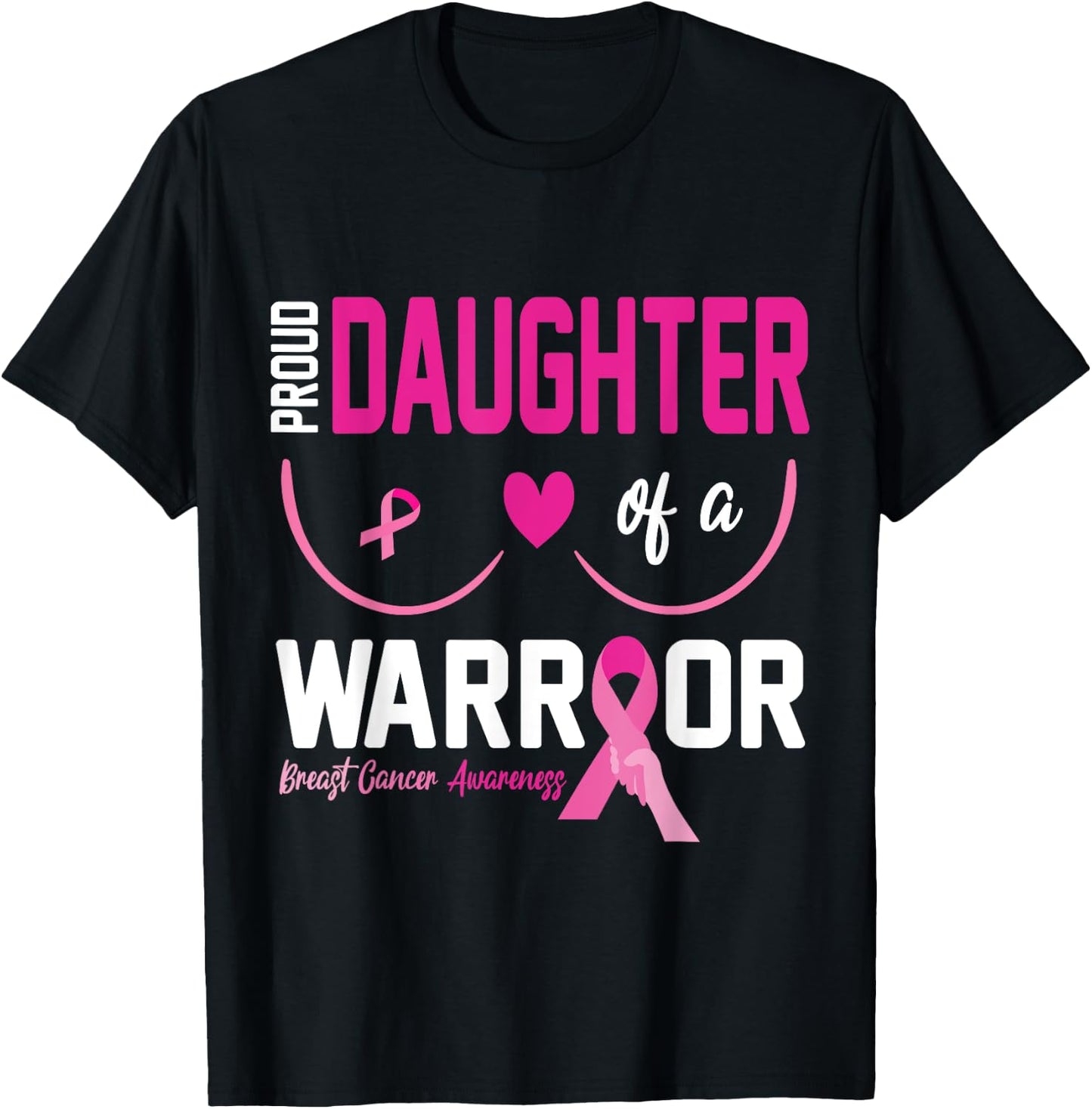Proud Daughter Of A Breast Cancer Warrior Fight Together Win T-Shirt - T-Shirt | Black